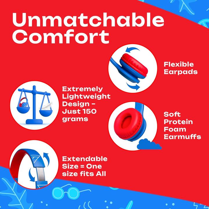 Produktbild PowerLocus PLED Kinderkopfhörer USB-C-Kabelgebunden blue/red