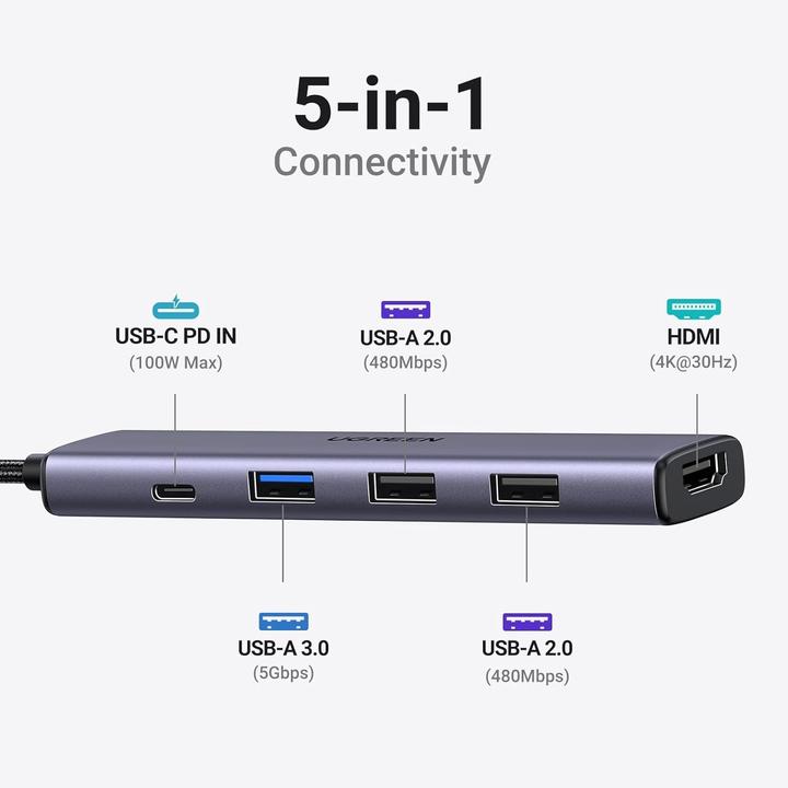 Produktbild Ugreen Adapteris Hub CM478 (USB-C, 5 Port)