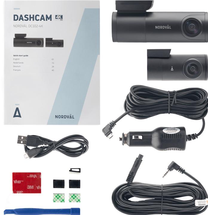 Actual product image Nordval Nordväl DC102-4K 128GB 2CH Dashcam Rear Camera with Wi-Fi, GPS, Parking Mode (Wi-Fi, Night vision, GPS receiver, Built-in microphone, UHD 4K)
