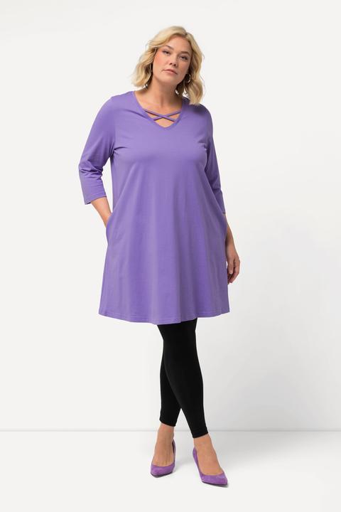 Produktbild Ulla Popken Longshirt, Zierbänder, A-Linie, V-Ausschnitt, 3/4-Arm (46, 48)