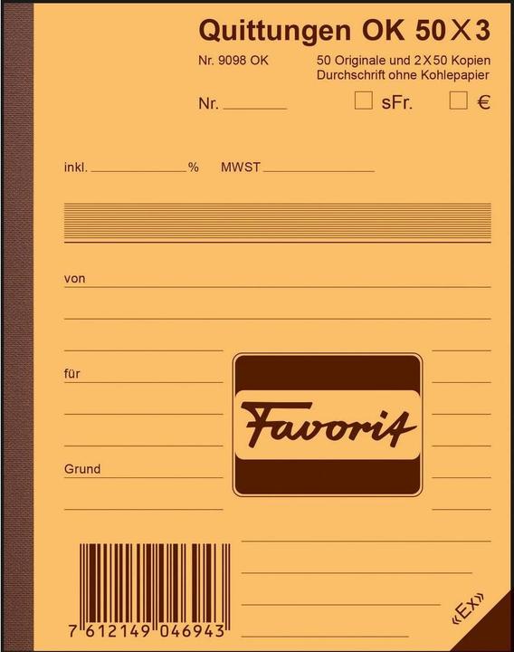 Favorit Livre autocopiant Reçus avec du papier autocopiant (150x)