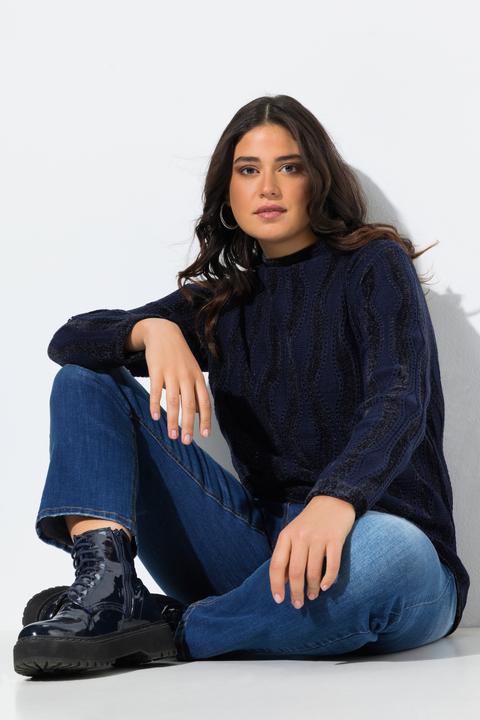 Actual product image Ulla Popken Pullover, Chenillemuster, Stehkragen, Langarm (46, 48)