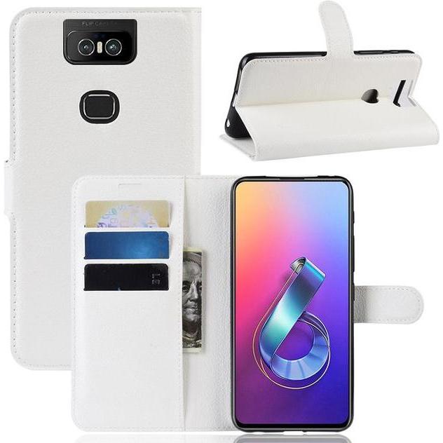 Thumbnail - MU Classic Litchi Leder Bookcover Series (Asus Zenfone 6), Smartphone Hülle, Weiss