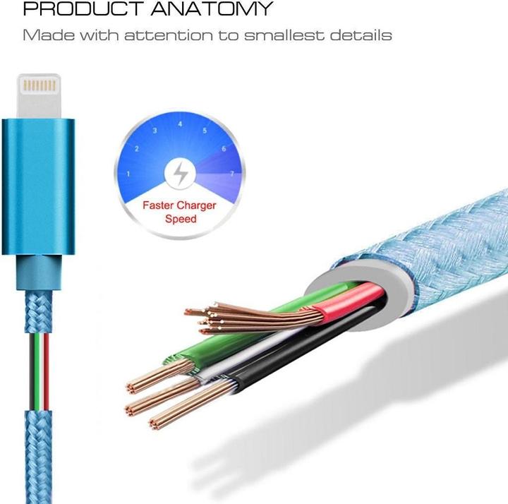 Actual product image Calitron Lightning charging cable blue 3m round (3 m, USB 3.2 Gen 1)