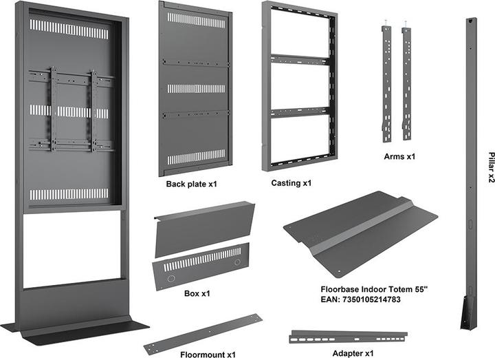 Produktbild Multibrackets Stele ohne Monitor, Portrait, schwarz, 55"/4820