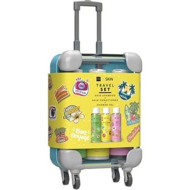Hiskin, Beauty Geschenkset, Set Travel Mini Suitcase Hair Shampoo 95Ml + Hair Conditioner 95Ml + Shower Gel 95Ml Yellow ...