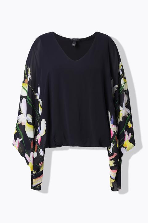 Actual product image Ulla Popken Iris Print Layered Chiffon Blouse (60)