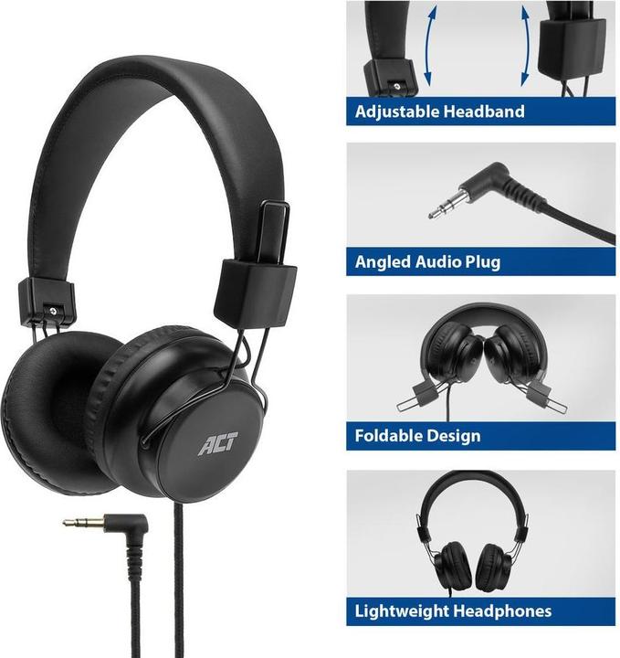 Image du produit ACT Casque stéréo pliable avec prise audio 3,5 mm (Filaire)