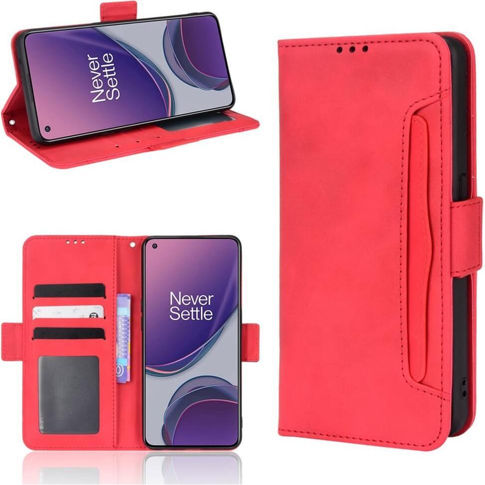 Thumbnail - Cover-Discount OPPO Reno8 Lite - Etui mit vielen Kartenfächer rot (Oppo Reno8 Lite), Smartphone Hülle, Rot