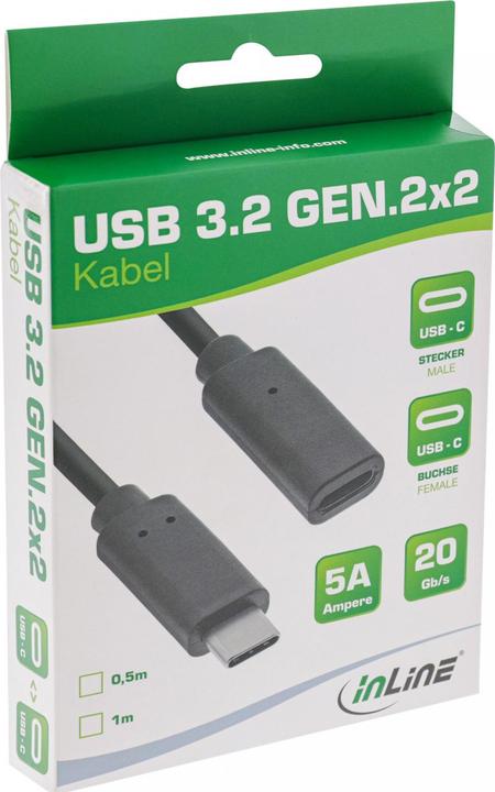 Produktbild InLine USB C – USB C (0.50 m, USB 3.2 Gen 2x2, 100 W)