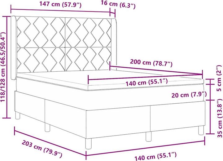 Immagine prodotto vidaXL Boxspringbett (140 x 200 cm)