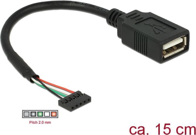 Produktbild Delock Kabel USB 2.0 Pfostenbuchse 2,00 mm 5 Pin > USB 2.0 Typ-A Buchse 15 cm (0.15 m, USB 2.0)