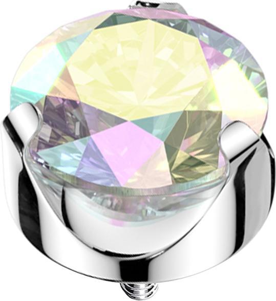 Actual product image Star Piercing Dermal Anchor silber flach Kristall multicolor gefasst (without brass, Titanium)