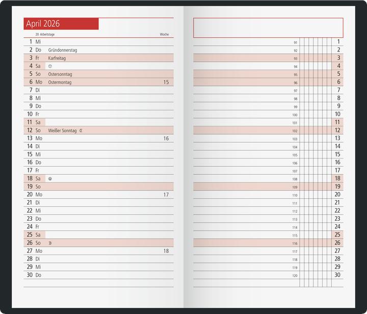 Produktbild Rido Taschenkalender Leporello schwarz (A6, Deutsch)