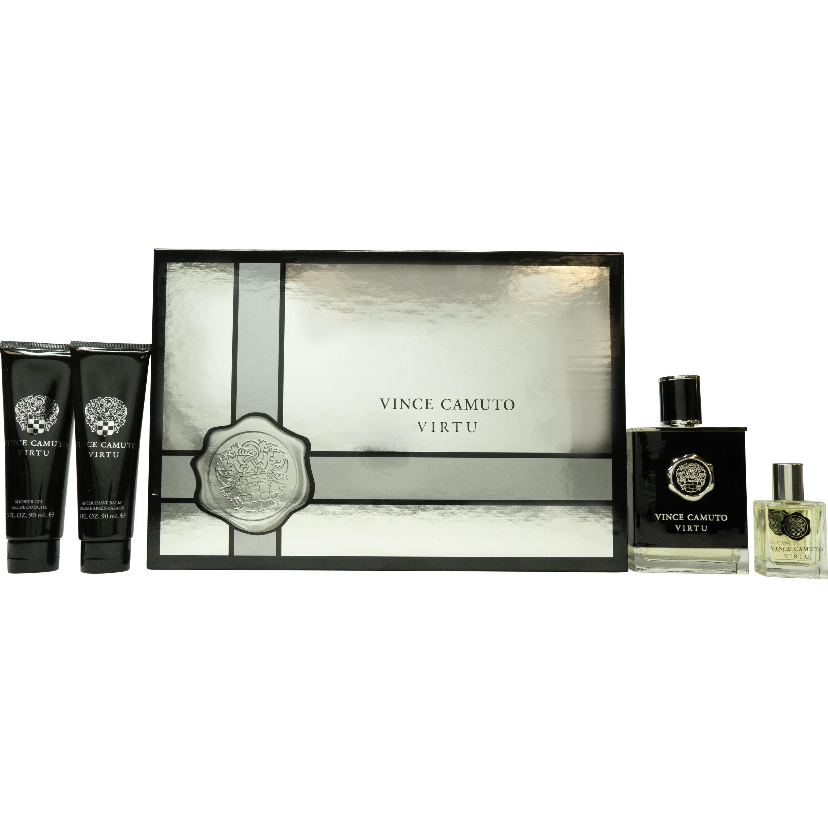 Vince Camuto, Set regalo bellezza, Virtu Geschenkset 100ml EDT + 15ml EDT + 90ml Aftershave Balsem + 90ml Douchegel (Set di profumi)