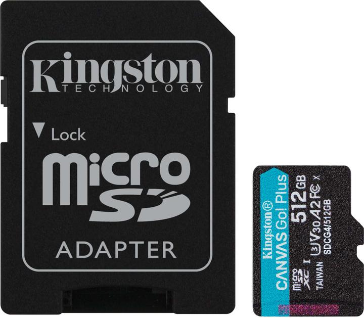 Actual product image Kingston Card Canvas Go Plus MicroSD +ADP 512GB (512 GB, microSDXC, U3, UHS-I)