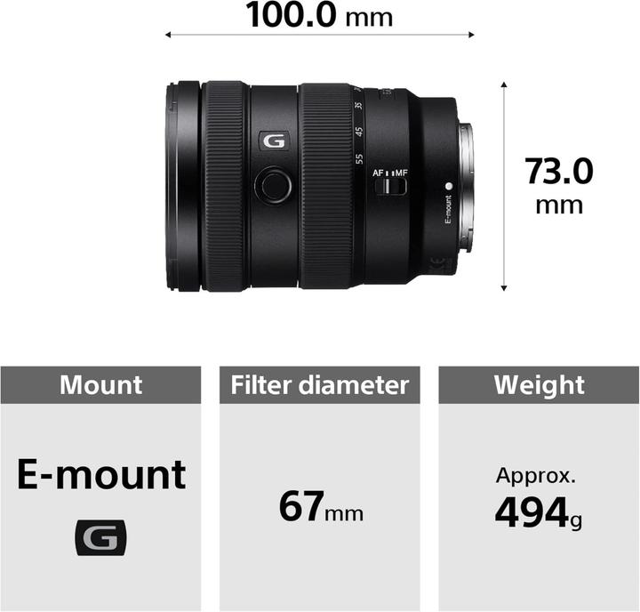 Actual product image Sony E 16-55mm f/2.8 G (Sony E, APS-C / DX)
