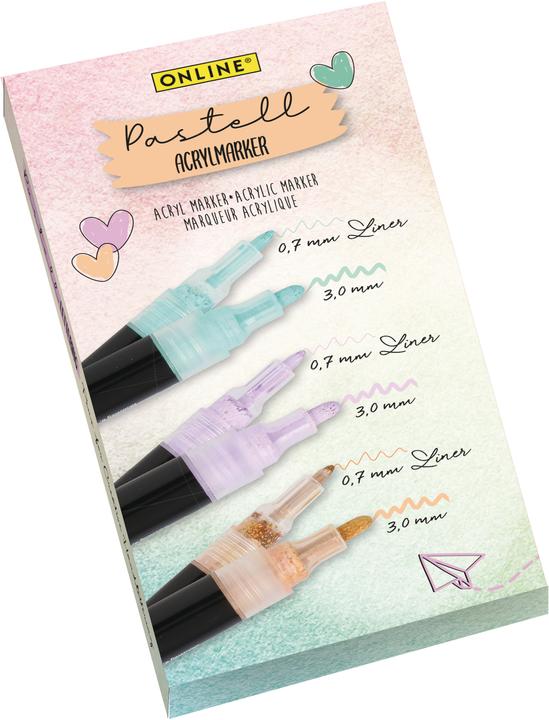 Online Pastel Acrylic Set (Multicoloured, 3 mm, 6 x)