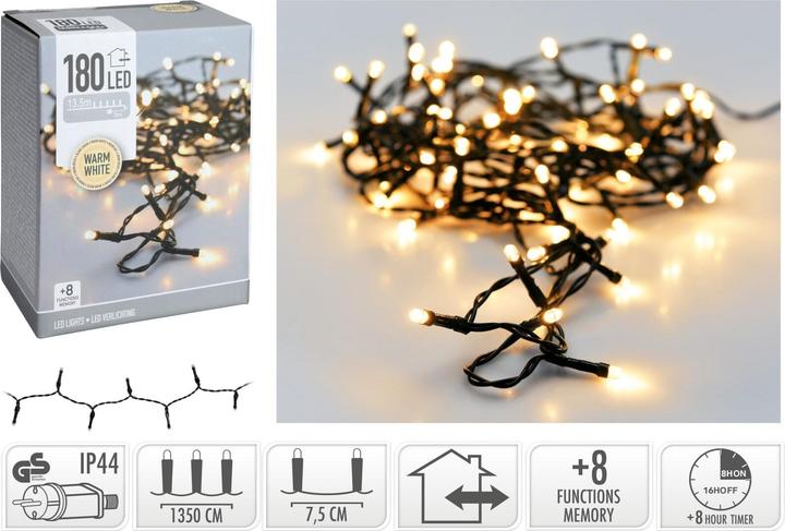 Actual product image Mondex ŁAŃCUCH LED 180L WW ZEWNĘTRZNE 13,5m +8funkcji (13.50 m)