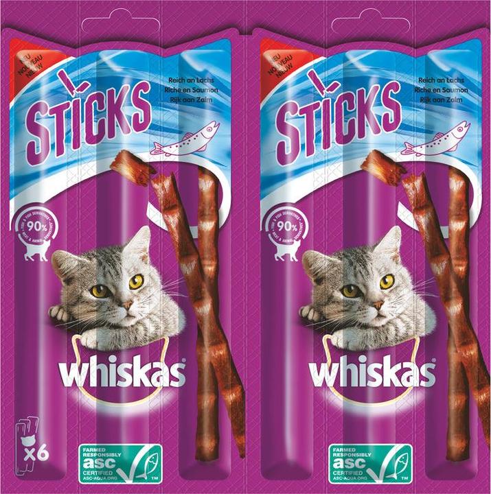 Immagine prodotto Whiskas Confezione di STICKS ricca di salmone (Adulto, 14 pz., 36 g)