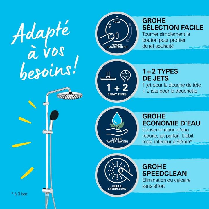 Actual product image Grohe vitalio start - doucheset zonder kraan, diameter 25 cm, 2 jets, chroom (2 Beam types, 8 l/min)