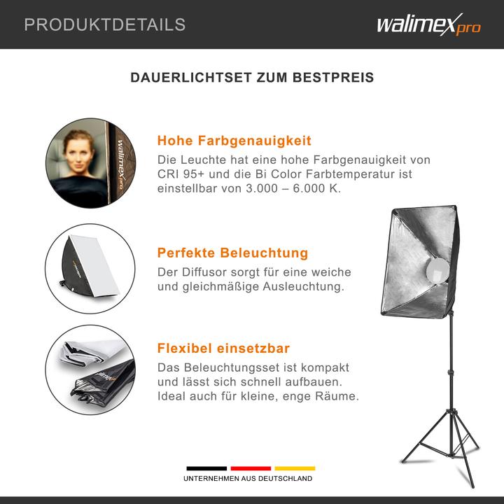Image du produit Walimex pro 60W Softbox Bi Color Kit 2 (Boîte à lumière)