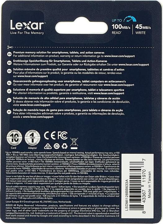 Actual product image Lexar High-Performance 633x (128 GB, microSDXC, U3, UHS-I)