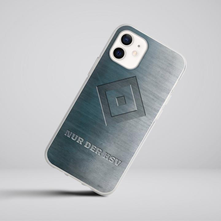 Produktbild DeinDesign Silikon Hülle für Apple iPhone 12 Handyhülle Case Smartphone Schutzhülle HSV Hamburger SV Metallic (Apple iPhone 12)