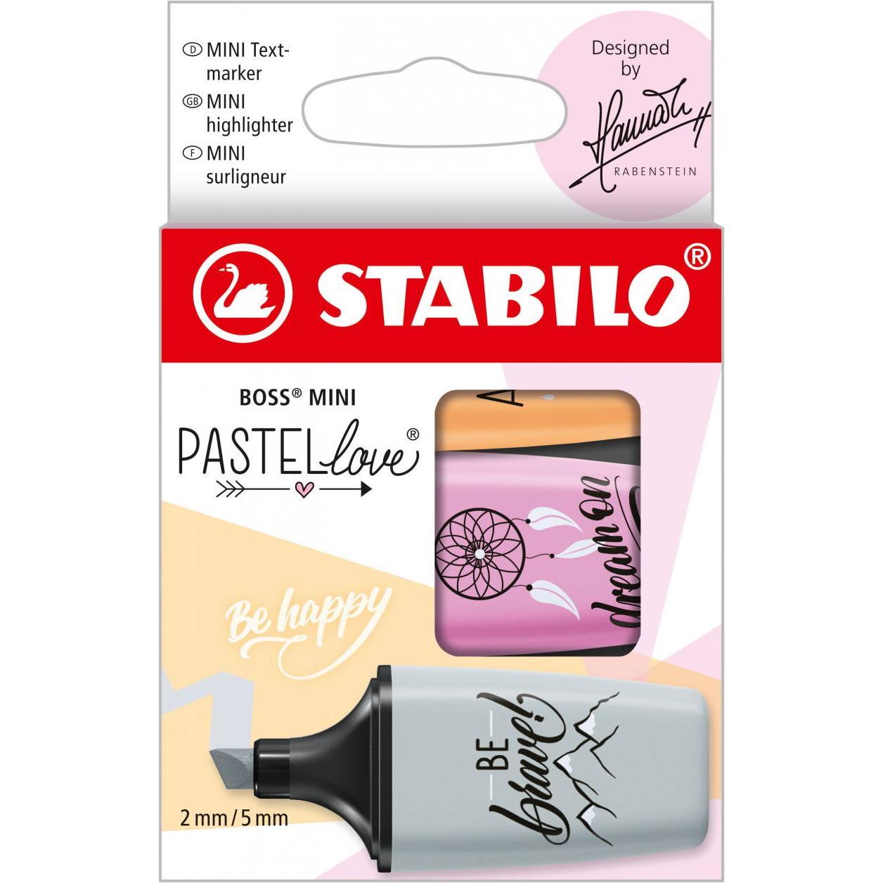 STABILO, Marker, BOSS MINI Pastellove 2.0 Textmarker (3 Farben, 5 mm, 3 x)