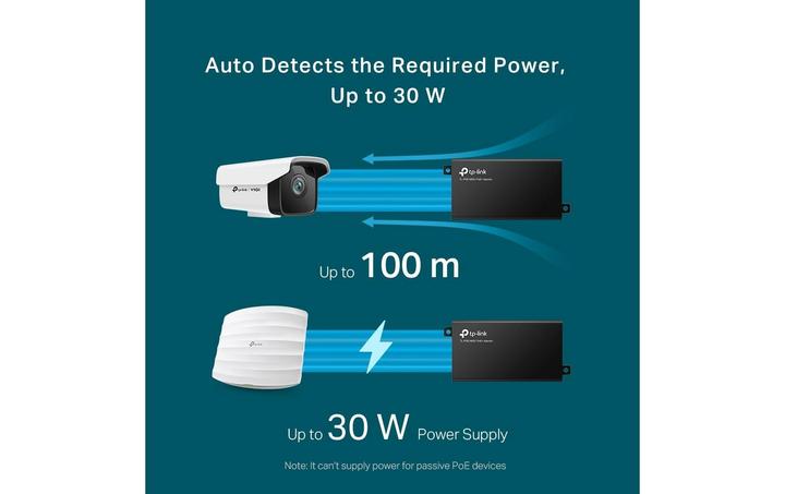 Actual product image TP-Link PoE+ Injector Adapter TL-POE160S Ethernet LAN (RJ-45) Ports 1x10 (802.3at (PoE+), 802.3af (PoE), 30 W)