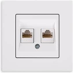 Gunsan Eqona Datenbuchse 2-fach RJ45 CAT6 Internet Netzwerk Weiss, Taster + Schalter, Weiss