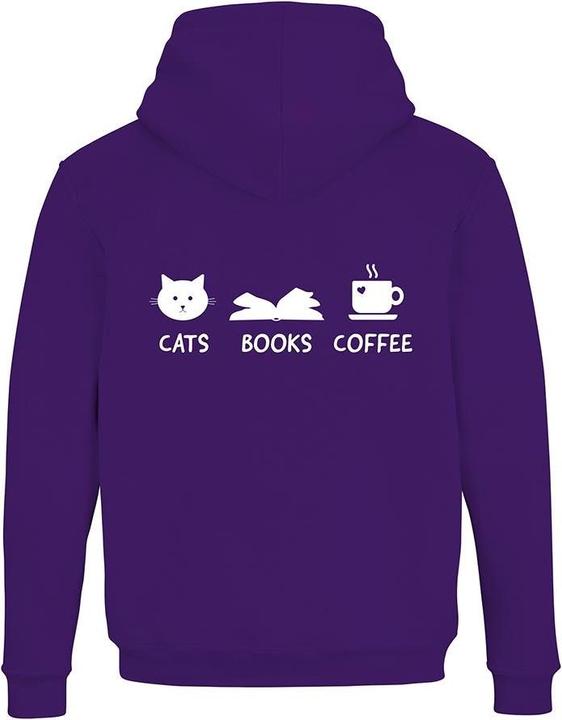 Immagine prodotto Schwesternuhr Felpa con cappuccio con cerniera Gatti Libri Caffè (M)
