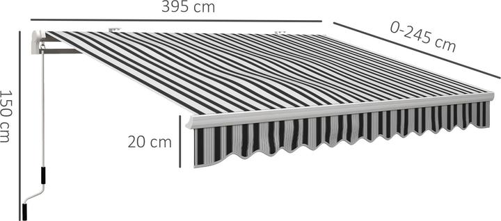 Actual product image Outsunny Hinged awning with hand crank (2.45 m)