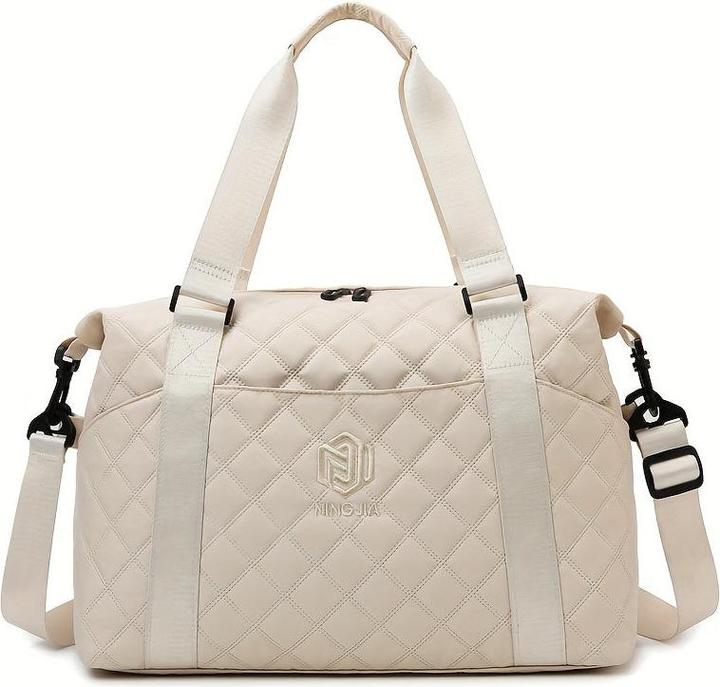 Actual product image Only-Bags.Store Large capacity Travel Duffle Bag with Argyle pattern, solid colour, Overnight Tote with