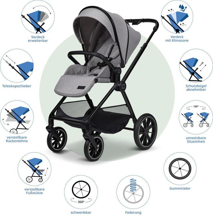 Produktbild Moon Kombikinderwagen 2in1 Kombi-Kinderwagen Clicc bis 22 kg mit