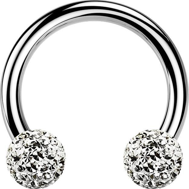 Actual product image Star Piercing Circular barbell silver with two crystal balls silver epoxy protective layer (without brassTitanium G23, Titanium G23without brass)