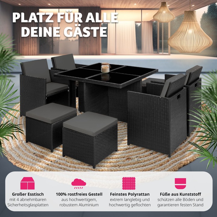 Produktbild tectake Aluminium Rattan Sitzgruppe Manhattan (100 cm)