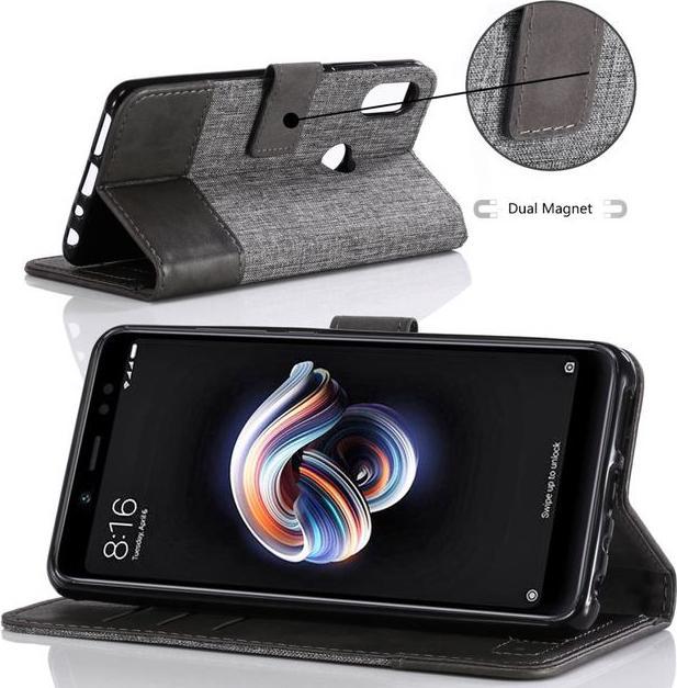 Produktbild MU Classic Zweifarbige Leder/Stoff Hülle (Xiaomi Redmi Note 5 Pro)