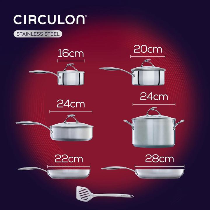 Actual product image Circulon Non-Stick Cookware Set with Lifetime Guarantee (Pan set + pot set, Stainless steel)