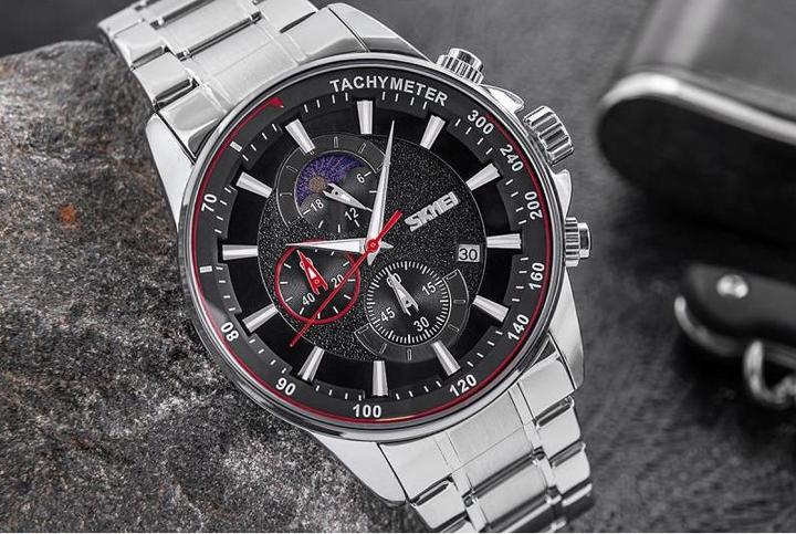 Immagine prodotto Skmei 9250SIBK Herrenuhr + BOX (Cronografo, Orologio da polso analogico, 47 mm)