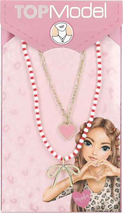 Produktbild Top Model TOPModel - Double Layer Necklace LEOHEART - Gold, Pink, White, Red - 46.5 cm 5 cm (Messing, Acryl, Nylon, Zink, 46.5 cm)
