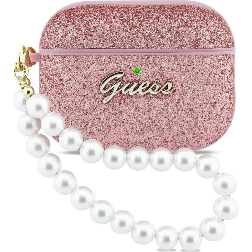 Guess Case Glitter Pearl Strap for AirPods Pro 3 pink (Manicotto per cuffie), Borsa per cuffie + Copertura protettiva, Pink