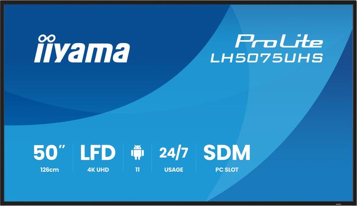 Image du produit iiyama 50" 3840x2160, UHD VA panel, Haze 25%, 5 (3840 x 2160 pixels, 49.50")