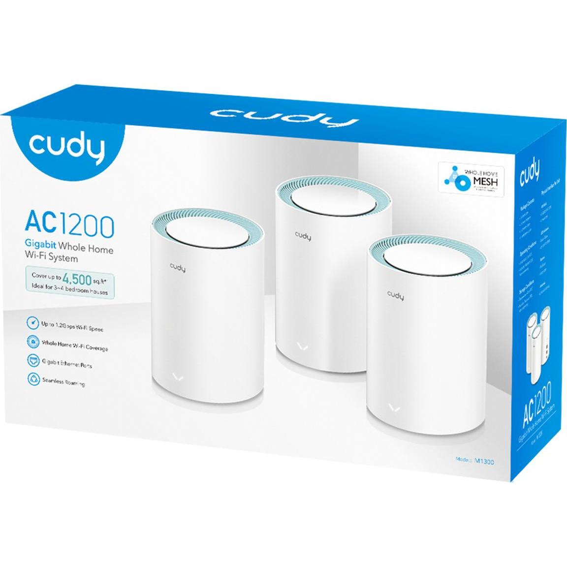Thumbnail - Cudy M1300 3-PACK mesh wi-fi system Dual-band ( / ) Wi-Fi 5 (802.11ac) White 1 Internal, Router, Weiss