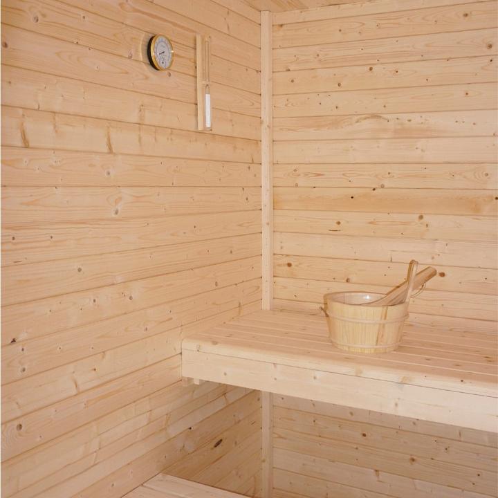 Produktbild Home Deluxe Saunahaus Outdoor MACAH L- 221 x 217 cm für 4 Personen - Sauna mit 6kW Ofen