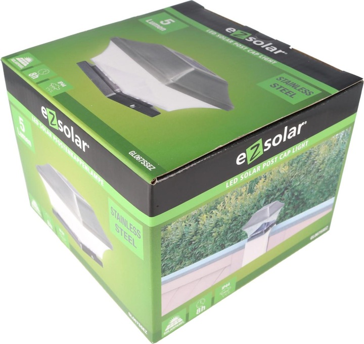 Produktbild EZ Solar Zaunpfostenleuchte Solar, Edelstahl (IP44)