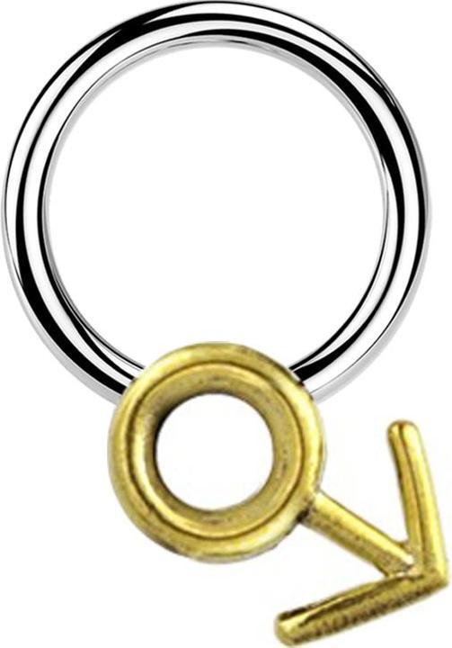 Immagine prodotto Star Piercing Micro Closure Ring silber Gendersymbol Mann vergoldet (Ottone, Acciaio chirurgico 316L)