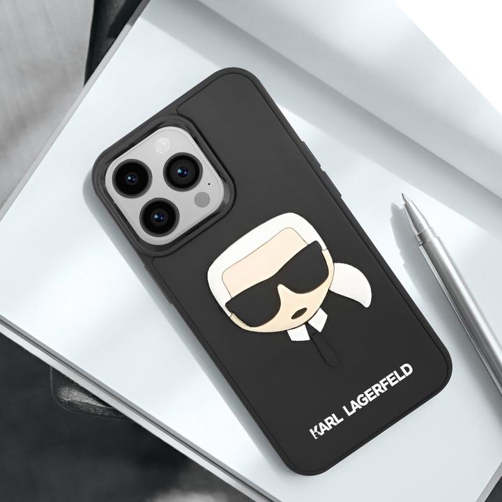 Produktbild Karl Lagerfeld Hard Cover 3D Rubber Karl Head Black, f??r iPhone 14 Pro Max, KLHCP14XKH3DBK (Apple iPhone 14 Pro Max)
