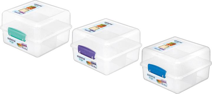Actual product image Sistema Lunchbox Cube to go 3 compartments 14,5x15x9,6cm assorted colors
