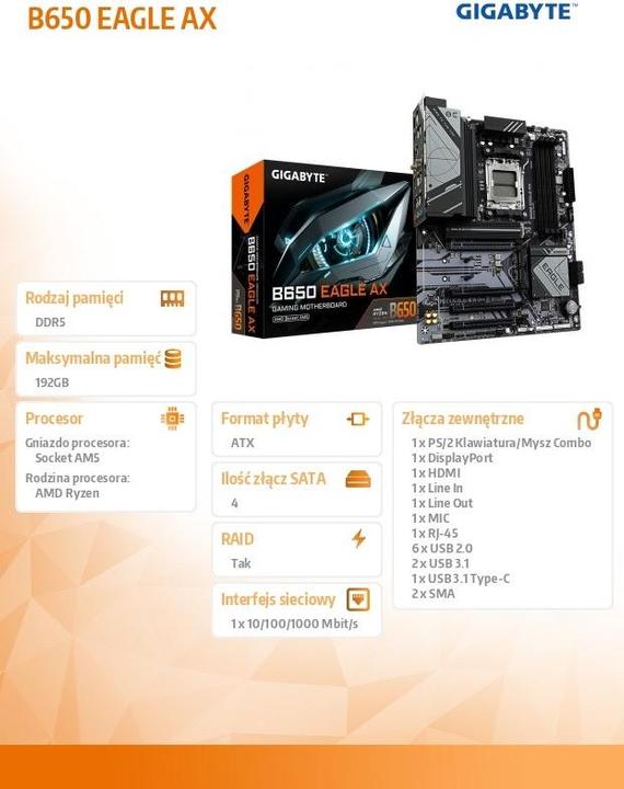 Actual product image Gigabyte B650 EAGLE AX (AM5, AMD B650, ATX)